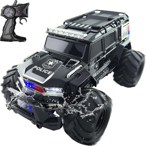 ثلاثة 1:16 مقاوم للماء RC Monster Truck Tuys 4WD All-Terrain Remote Control Car Gift for Girls Childs 4 5 6 7 8 9 10 11 12 ، على الطرق الوعرة ، والمرح للعب الداخلي والخارجي in Kuwait