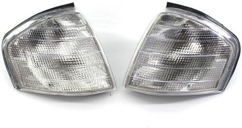 زوج إشارة الانعطاف الأمامية الشفافة للزاوية متوافقة مع Benz C Class W202 (C280 & C220 & C230 & C36 AMG & C43 AMG) 1994-2000 يستبدل 2028261143 2028261243 A2028261143 A2028201243 in Saudi Arabia