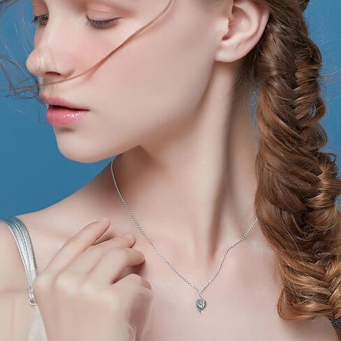 Dragon Necklace for Women 925 Sterling Silver Dragon with Heart Cut Birthstone Pendant Necklace for Gifts in Saudi Arabia