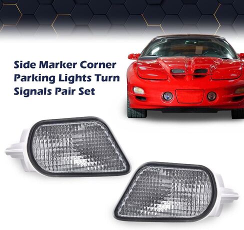 PIT66 Front Turn Signal Light and Corner Parking Lamps,Compatible with Pontiac Firebird 1998-2002 Left Driver And Right Passenger Side Smoky Lens Halogen in Saudi Arabia