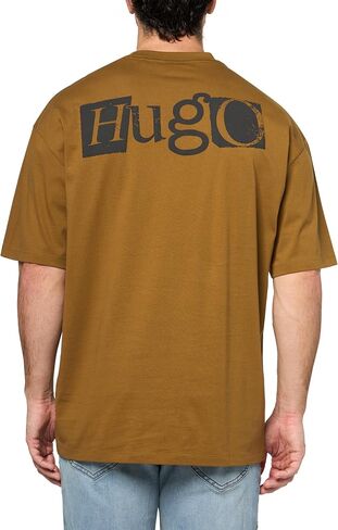 تي شيرت رجالي بأكمام قصيرة يحمل شعار ريترو من HUGO in Kuwait
