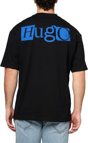 تي شيرت رجالي بأكمام قصيرة يحمل شعار ريترو من HUGO in Saudi Arabia