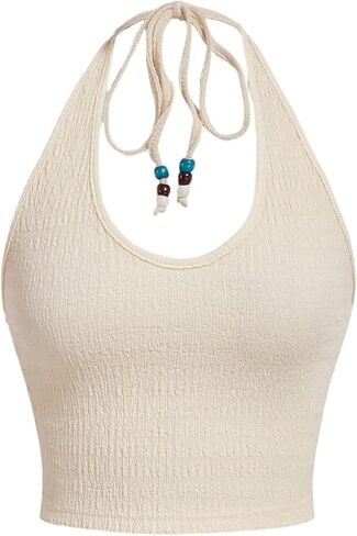 Milumia Women Tie Back Halter Top Sexy Going Out Y2k Sleeveless Crop Tank Tops in Saudi Arabia