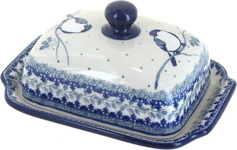 Blue Rose Polish Pottery Peach Posy Butter Dish in Kuwait