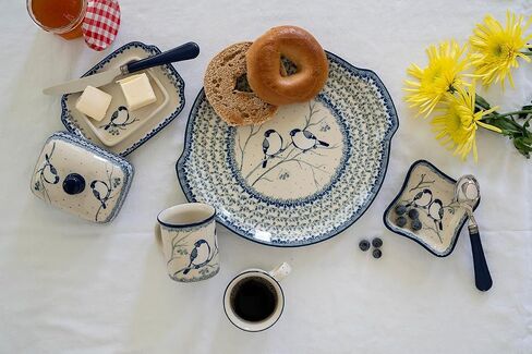 Blue Rose Polish Pottery Peach Posy Butter Dish in Kuwait