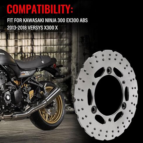 دوار قرص فرامل أمامي 290 مم متوافق مع Kawasaki NINJA 300 EX300 ABS 2013-2018 Versys X300 X 300، 420 دوار فرامل دراجة نارية من الفولاذ المقاوم للصدأ in Saudi Arabia