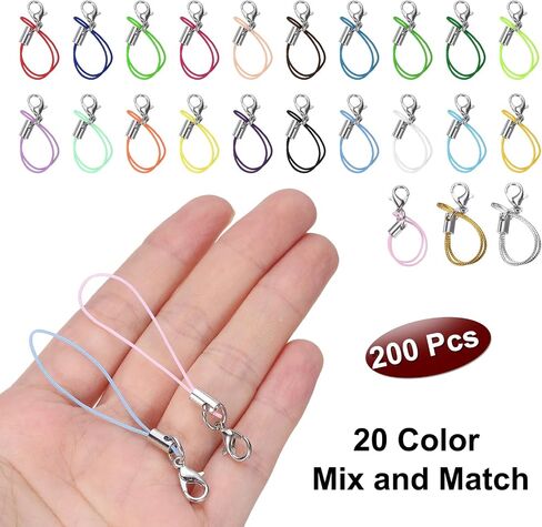 Harfington 100pcs clasp clasp clasp حزام حبل الحبل القصير مع قفل جراد البحر لحالات الهواتف المحمولة صنع المجوهرات DIY ، 20 لون in Saudi Arabia