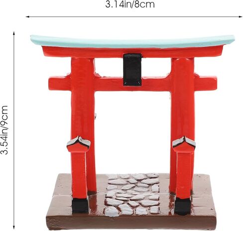 Garneck Japanese Torii Gate Shinto Ornament Shrine Temple Fairy Zen Gardens Decor Japan Altar Shelf Torii Gate Statue Landscape Miniatures for Home Fish Tank Aquarium Decorations in Saudi Arabia