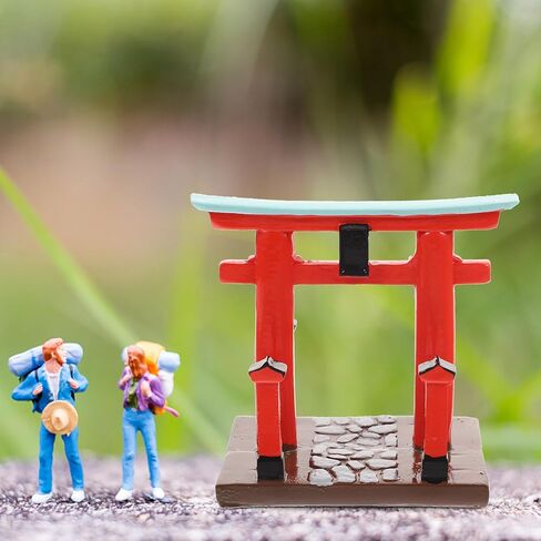 Garneck Japanese Torii Gate Shinto Ornament Shrine Temple Fairy Zen Gardens Decor Japan Altar Shelf Torii Gate Statue Landscape Miniatures for Home Fish Tank Aquarium Decorations in Saudi Arabia