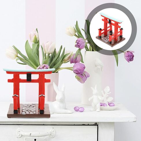 Garneck Japanese Torii Gate Shinto Ornament Shrine Temple Fairy Zen Gardens Decor Japan Altar Shelf Torii Gate Statue Landscape Miniatures for Home Fish Tank Aquarium Decorations in Saudi Arabia