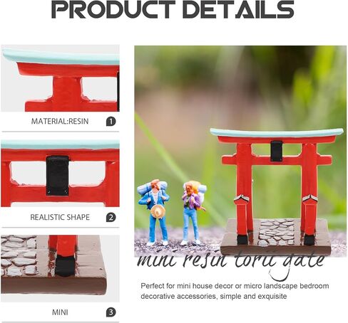 Garneck Japanese Torii Gate Shinto Ornament Shrine Temple Fairy Zen Gardens Decor Japan Altar Shelf Torii Gate Statue Landscape Miniatures for Home Fish Tank Aquarium Decorations in Saudi Arabia