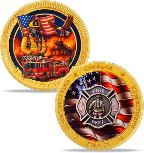 Firefighter Challenge Coin - First Responder Fireman Coins - Run Towards The Fire Rescue Commemorativer Coins - Honor Fire Department Rescue Prayer Coin Appreciation Fireman Gifts in Kuwait