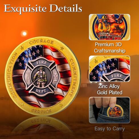Firefighter Challenge Coin - First Responder Fireman Coins - Run Towards The Fire Rescue Commemorativer Coins - Honor Fire Department Rescue Prayer Coin Appreciation Fireman Gifts in Kuwait