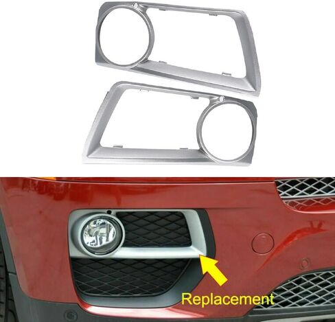 Riloer Set of 2 Driver and Passenger Side Front Fog Light Cover, 2012-2014 Compatible with BMW E71 X6, OE: (Left and Right) 51117312595+51117312596 Chrome in Saudi Arabia