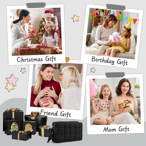Puffer Quilted Makeup Bag Cosmetic Bags,Puffy Travel Toiletry Pouch for Women,Cute Checkered Zipper Bag Travel Essential,Portable Aesthetic Make up Organizer Bag for Gifts Work Daily(Black,M) in Saudi Arabia