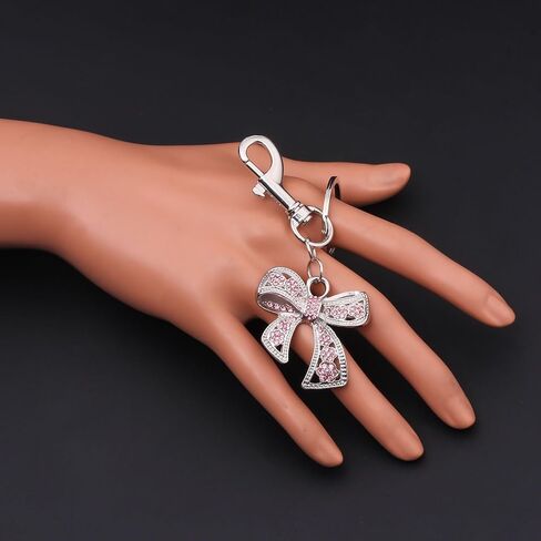 Sparkly Bow Bag Charm Keychain - Rhinestone Bow Key Chain for Women - Cute Purse Handbag Charms Accessories in Kuwait