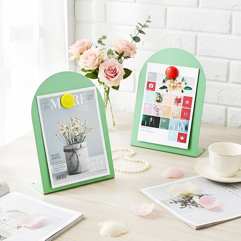 Shimeyao 2 Pcs Pink Magnetic Bulletin Board for Tabletops with 8 Magnets 10x7 Inch Memo Display Easel Stand for Home Office School Kitchen Table Supplies in Kuwait