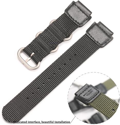 Nylon strap Compatible with Casio W735H AQS810 AEQ110BW AE1200WH W800HG A158WA heavy duty metal ring watch band 18mm replacement wirstband in Kuwait