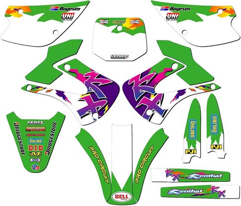 2001-2013 w/UFO FENDERS KX 100 Throwback Green Senge Graphics Complete Kit Compatible with Kawasaki in Saudi Arabia