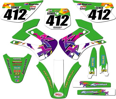 2001-2013 w/UFO FENDERS KX 100 Throwback Green Senge Graphics Complete Kit Compatible with Kawasaki in Saudi Arabia