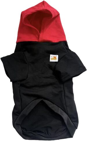 Leconpet Black Cotton Dog Hoodie sweatshirs للكلاب الصغيرة الربيع هوديز الخريف للكلاب بدون مخمل (M ، أسود) in Kuwait