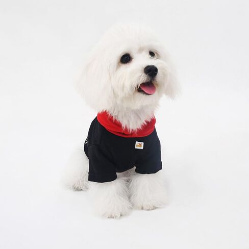Leconpet Black Cotton Dog Hoodie sweatshirs للكلاب الصغيرة الربيع هوديز الخريف للكلاب بدون مخمل (M ، أسود) in Kuwait
