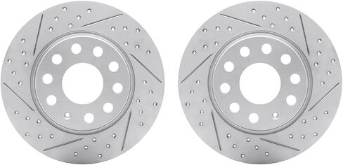 Dynamic Friction Company Brake Rotors For 2010-2023 Audi A3; 2018-2021 Audi Q2; 2017-2018 Seat Ateca; 2012-2013 Volkswagen Beetle| Rear Drilled Slotted Disc Brake Rotors| Brakes and Rotors in Saudi Arabia