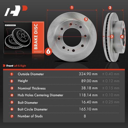 A-Premium 12.79 inch (324.90mm) Front Vented Disc Brake Rotors Compatible with Chevrolet, GMC Models - Silverado 3500 3500 HD, Express 3500 4500, Sierra 3500 3500 Classic 3500 HD, Savana, 2-PC Set in Saudi Arabia