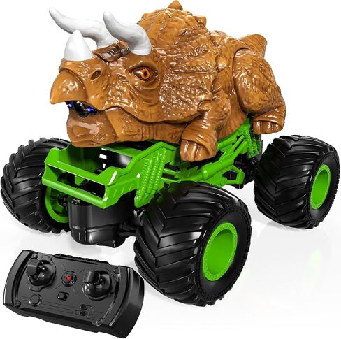 Temi Remote Control T-Rex Truck for Kids 3-5 Years ، 1:24 Scale Monster Truck with Hroar ​​، Light and Mist ، High Speed ​​Off Road Dinosaur Truck مع بطارية قابلة لإعادة الشحن ، هدية للأولاد 3+ in Kuwait