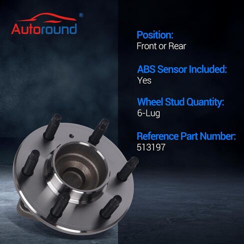 Autoround 513197 Front/Rear Wheel Bearing and Hub Assembly Fit for Cadillac CTS 04-07 SRX (RWD) 04-09 STS 05-11, Chevy Uplander FWD 06-09, Pontiac Montana 07-09, Buick Terraza FWD 06-07, 6 Lug w/ABS in Saudi Arabia