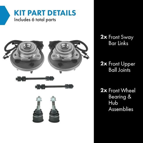 TRQ Front Wheel Bearing & Hub Assemblies Sway Links & Ball Joints Kit for Ford in Saudi Arabia