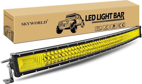SKYWORLD 42 بوصة 540 واط LED شريط إضاءة، صف ثلاثي منحني 7D أصفر كهرماني بقعة فيضان كومبو شعاع على الطرق الوعرة العمل قيادة أضواء الضباب لسيارة Polaris RZR ATV UTV SUV شاحنة قارب المركبات 4x4 12V 24V in Kuwait