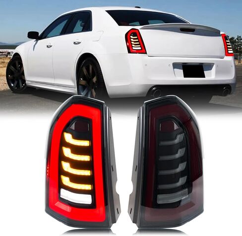 براعة الوقت LED أضواء خلفية لكرايسلر 300 300C 2011-2014 بدء الرسوم المتحركة متتابعة بدوره إشارة المصابيح الخلفية السوداء ملحقات الجمعية in Kuwait