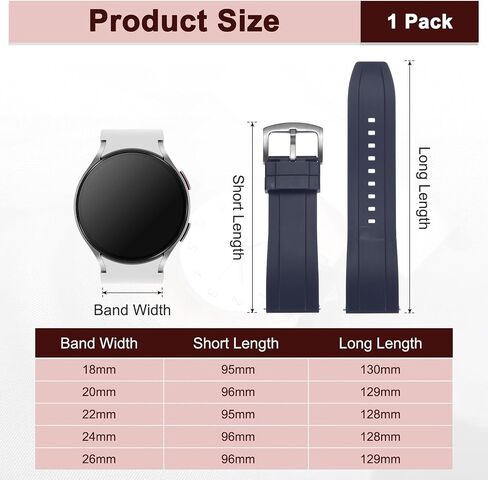 Watch Bands, 26mm Rubber Watch Strap Quick Release Adjustable Elastic Watch Wristband Replacement Straps for Men & Women Sport/Daily/Outdoor [Blue Strap, Silver Buckle] in Saudi Arabia