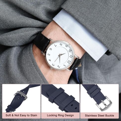 Watch Bands, 26mm Rubber Watch Strap Quick Release Adjustable Elastic Watch Wristband Replacement Straps for Men & Women Sport/Daily/Outdoor [Blue Strap, Silver Buckle] in Saudi Arabia
