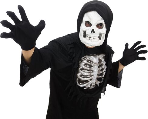 Pangda mens 3 Pair Halloween Skeleton Gloves Full Finger Short Gloves Costume Cosplay Party Accessory for Halloween, Black, Large in Saudi Arabia