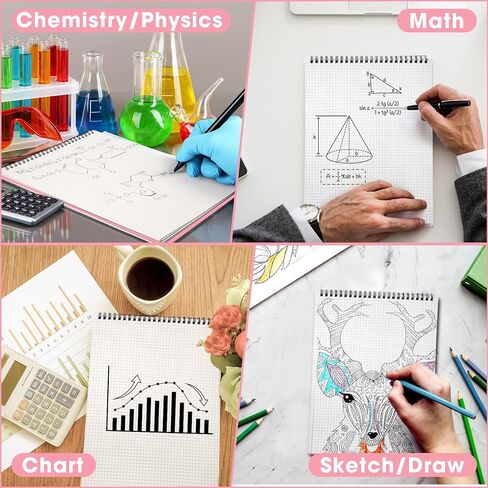 Top Spiral Graph Paper Notebooks 8.7 x11.4 Inch A4 Grid Paper Notepad 70 Sheet Memo Steno Pad for Engineering Writing Sketching Drawing School Office Supplies(Black,1 Pack) in Kuwait