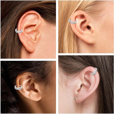 حلقة مزدوجة للأنف قطعة واحدة 316L من الفولاذ الجراحي هيليكس روك شفاف تشيكوسلوفاكيا حلقات الأنف والأقراط المفصلية لثقب الأنف للنساء (فضي) in Kuwait