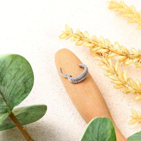 حلقة مزدوجة للأنف قطعة واحدة 316L من الفولاذ الجراحي هيليكس روك شفاف تشيكوسلوفاكيا حلقات الأنف والأقراط المفصلية لثقب الأنف للنساء (فضي) in Kuwait