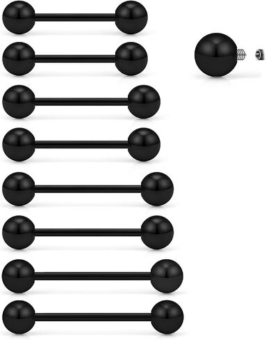 14G Tongue Rings Surgical Steel Nipple Rings Internally Threaded Straight Barbell Tongue Piercing Jewelry for Women Men Bar Length 12mm/14mm/16mm/18mm in Saudi Arabia