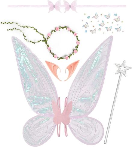 Fairy Wings for Adults,6PCS Fairy Costume Set for Women,Butterfly Wings for Girls Halloween Dress Up Party Favor in Kuwait