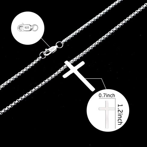 Sterling Silver Cross Necklace for Men Cross Pendant Necklaces 16-24 Inch Box Chain Mens Jewelry Gift in Saudi Arabia