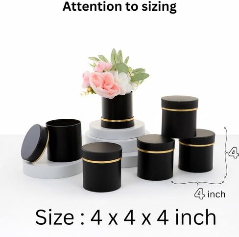 UNIKPACKAGING Set of 6 pcs, Small Round Shaped Flower Gift Boxes, 4" dia. x 4" inch, for Unique Flower and Gift Arrangements, Partry Favors (ALL White) in Kuwait