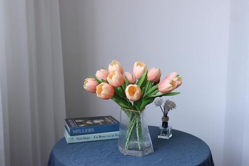 Buart توليب صناعي بكميات كبيرة للمنزل والمطبخ وباقة الزفاف، زهور وهمية لعيد الحب وعيد الأم وعيد الفصح لتزيين الطاولة المركزية (حجم كبير، وردي متعدد، لمسة حقيقية، 12 قطعة) in Kuwait