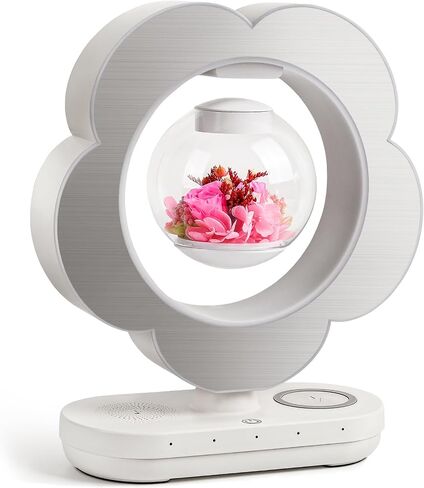 LoveLin Magnetic Levitation Circle Table Lamp with Bluetooth Speaker,5W Led Night Light,Three Variable Color,Automatic Rotating Preserved Flowers Creative Gifts Home Office Ornament Rotundity Layout in Saudi Arabia