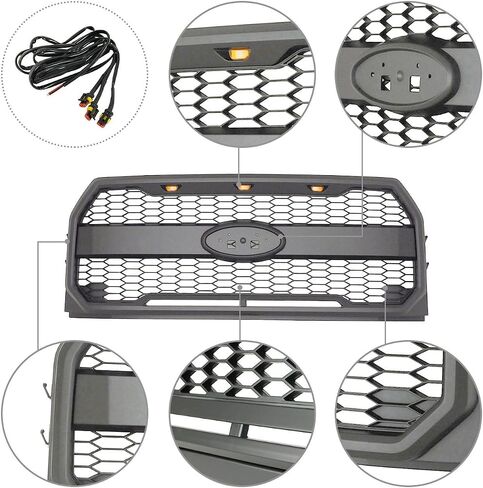 FRONT GRILLE HONEYCOMB MESH GRILL FOR 2015-2017 F150 PICKUP MATTE BLACK in Saudi Arabia