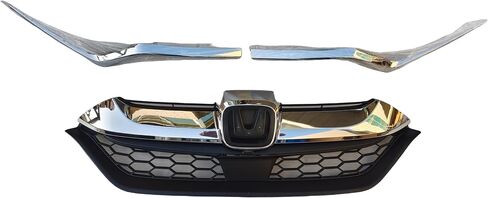 Front Upper Grill Grille & Chrome Molding Trim Set Compatible with 2017-2019 Honda CRV CR-V 17-19 in Saudi Arabia