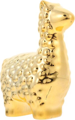 Small Gold Animal Statue Alpaca Modern Home Decor Animal Ceramic Figurines Bookshelf Decor Desk Sculpture Decorative Ornament for Living Room Bedroom Office in Saudi Arabia