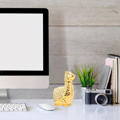 Small Gold Animal Statue Alpaca Modern Home Decor Animal Ceramic Figurines Bookshelf Decor Desk Sculpture Decorative Ornament for Living Room Bedroom Office in Saudi Arabia