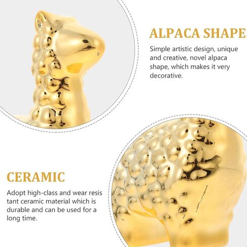 Small Gold Animal Statue Alpaca Modern Home Decor Animal Ceramic Figurines Bookshelf Decor Desk Sculpture Decorative Ornament for Living Room Bedroom Office in Saudi Arabia